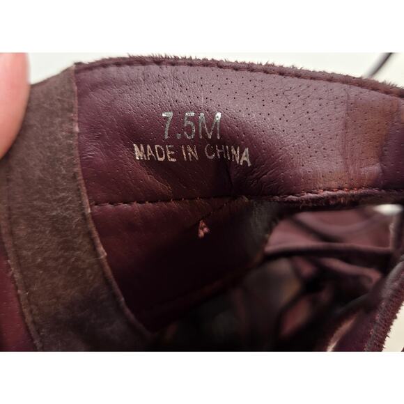 Coconuts Women's 7,5 Boot Maroon Shoe 4 Inch High Heel Open Toe Zipper - Picture 6 of 9